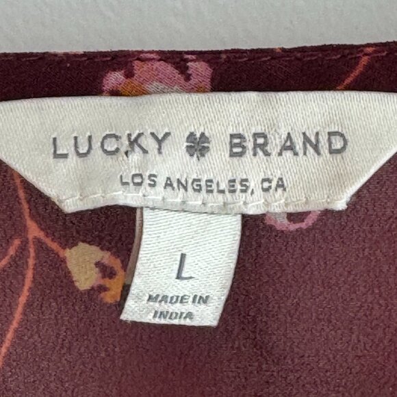Lucky Brand Mixed Floral Flowy Blouse Top Large Women's Shirt - Picture 5 of 8